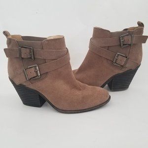 Sole Society Suede Maris Tan Booties Buckle 8.5